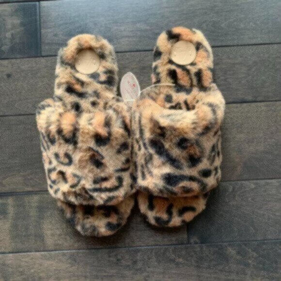 Anthropologie Faux Fur Animal Print Slippers - new with tags - Picture 1 of 2